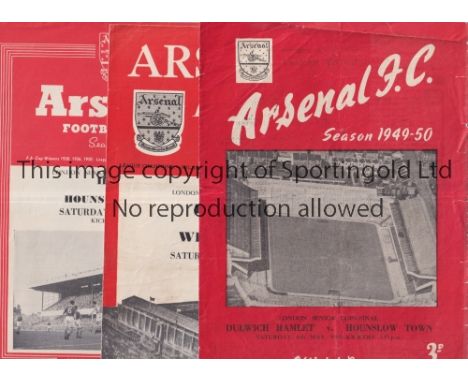 LONDON SENIOR CUP FINALS AT ARSENAL     Six programmes for 1950, 1952, 1954, 1955, 1957 and 1959. All are slightly creased an