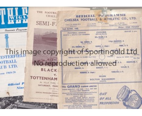 FOOTBALL PROGRAMME MISCELLANY           Chelsea v Bolton 1945 North v South Winners match, folded, small paper loss at the to