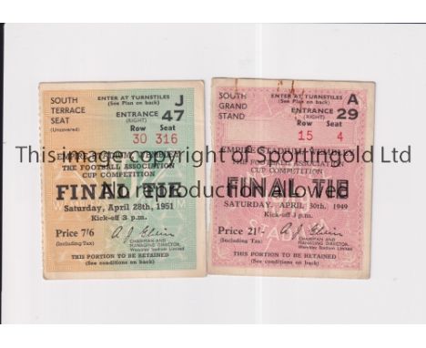FA CUP FINAL FOOTBALL TICKETS     Two seat ticket including for Wolves v Leicester City 1949, minor wear on the left on entry