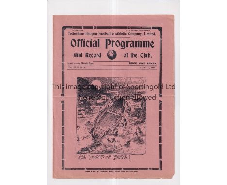 TOTTENHAM HOTSPUR            Programme for the home League match v Manchester City 11/3/1939, horizontal fold.     Generally 