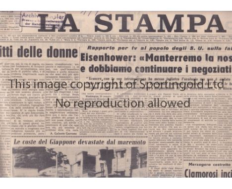 TOTTENHAM HOTSPUR      Away Friendly v Juventus 25/5/1960 at Stadio Comunale, Turin. Turin daily News &amp; Sport paper dated