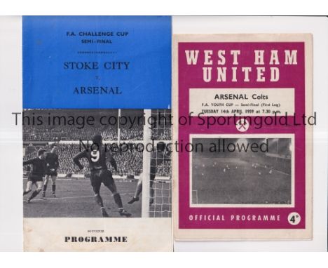 ARSENAL     Two away programmes v Stoke City 1971 FA Cup Semi-Final at Sheffield Wednesday, very slightly creased and very sl
