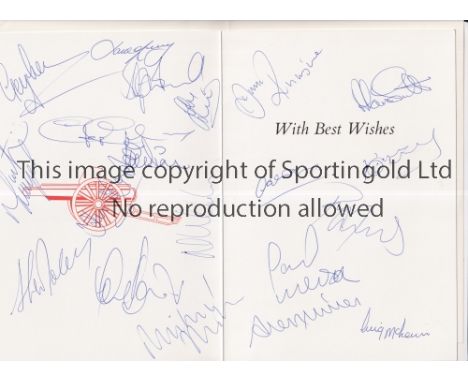 ARSENAL 1989-90 AUTOGRAPHS      Official "Best Wishes card and Letter of Authenticity on Arsenal headed paper by Ken Friar wi