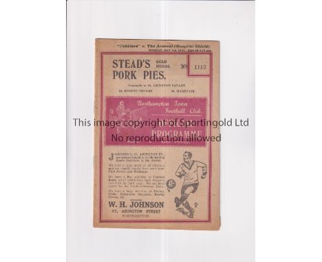 ARSENAL      Programme for the away Hospital Shield match v Northampton Town 4/5/1931, very slight ageing marks.     Good