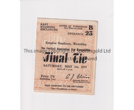 1937 FA CUP FINAL     Ticket for Sunderland v Preston North End.    Good