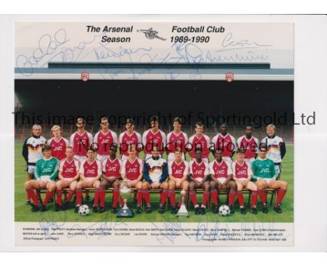 ARSENAL 1989-90 AUTOGRAPHS      Official colour 10" X 8" team group photo with 15 signatures including Dixon, Rocastle, O'Lea