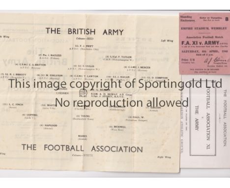 FA XI V THE ARMY        F.A. player's itinerary for the match at the Woolwich Garrison Athletic Ground 25/10/1923, programme 
