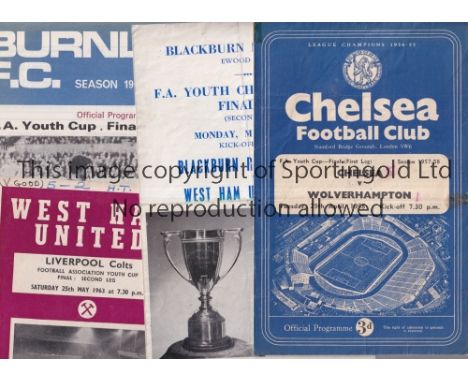 F.A. YOUTH CUP PROGRAMMES      Ten programmes: 9 Finals 1958 at Chelsea, creased, score on the cover and small tape, 1959 at 