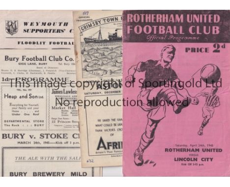 1940'S &amp; 1950'S FOOTBALL PROGRAMMES       Thirty programmes including Rotherham v Lincoln 47/8 creased and minor tears, G
