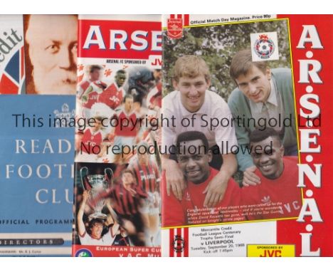 ARSENAL     Eight programmes: homes v Liverpool 88/9 Mercantile Credit Trophy Semi-Final and AC Milan 1995 UEFA Super Cup Fin