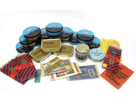 Tobacco - Gold Block (three tins); Capstan Fine Cut; Capstan Navy Cut; Flying Dutchman Aromatic Tobacco (eleven tins); Packet
