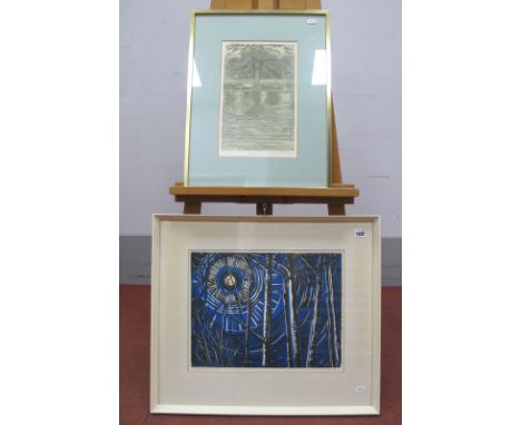 •AFTER SYLVIA WORTHINGTON (Contemporary) *ARR Trees and Moon, artist's proof print, signed in pencil in the margin, 32 x 41cm