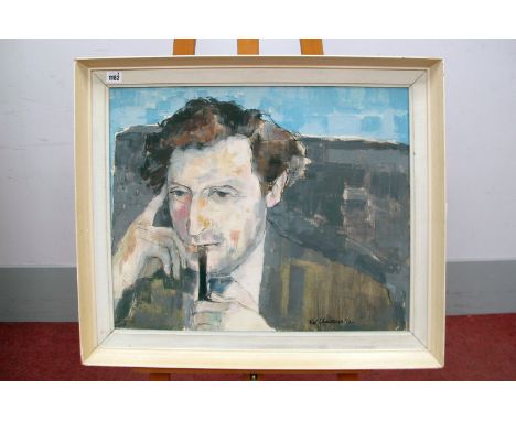 •NEIL SHAWCROSS (b.1940) *ARR Portrait of Howard Wallinder, mixed media, signed and dated (19)62 lower right, 49 x 59cm.