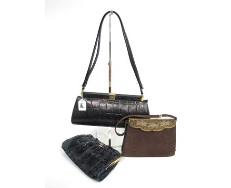 Woven leather bag with patchwork - 9308