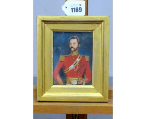 ENGLISH SCHOOL (XIX Century) Portrait of an Officer of the 17th Lancers, watercolour, 8.5 x 10.5cm.