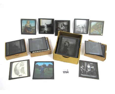 Three Boxes and Seventeen Loose Ilford Special Gaslight Lantern Plates, mainly depicting people, as well as art and Sheffield