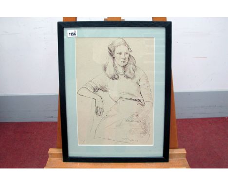 •WILLIAM S. TAYLOR (Sheffield Artist, 1920-2010) *ARR Sketch of a Seated Lady, pen, signed and dated (19)45 lower right, 36.5