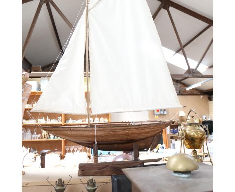 A hand built model sailing ship on stand, height 110cm 
