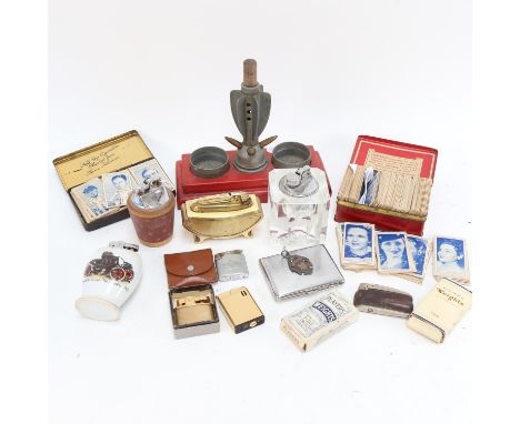 A group of Vintage cigarette lighters, and smoking paraphernalia 