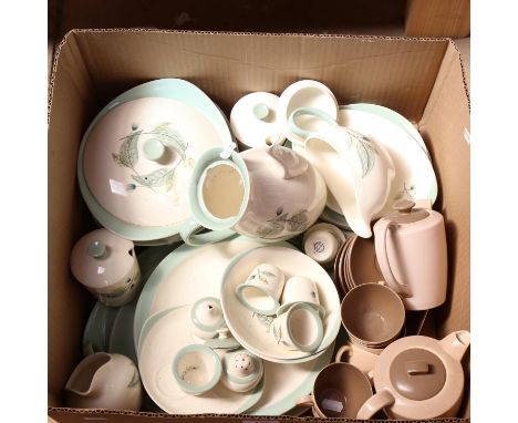 A quantity of Wedgwood Woodbury pattern tea and dinnerware, and a Poole Pottery tea set 