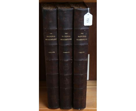 The National Shakespeare, 3 vols, folio edition, half leather-bound, a facsimile of the first folio by J Noel Paton (3) 