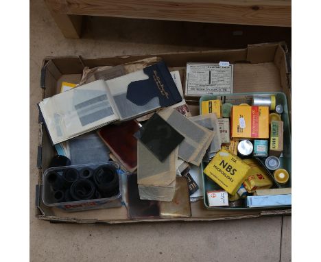 Various Vintage camera films, negatives album, eclipse plates etc (boxful) 