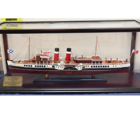 A limited edition model of the paddle steamer P.S. Waverley, in display case, case length 92cm 