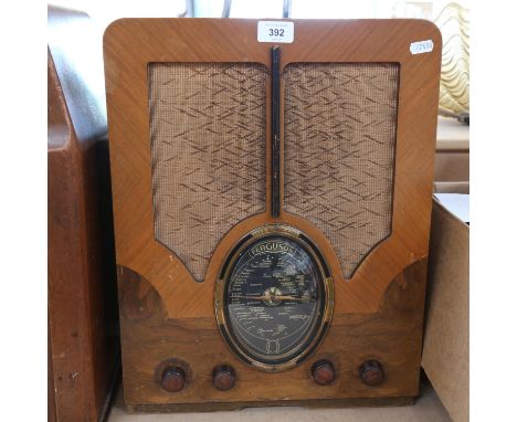 A Vintage Ferguson walnut-cased valve radio, height 47cm 