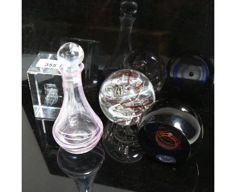 Various glass, including Langham paperweight, Caithness Tyne Tunnels 2011 paperweight, scent bottle etc (4) 
