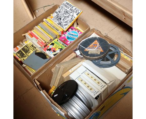 Various Vintage 8mm and 16mm films, and a Eumig P8 automatic reel to reel projector (2 boxes) 
