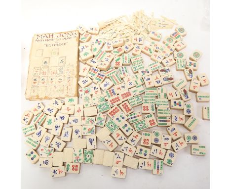 A boxed Etienne bone and bamboo Mahjong set 