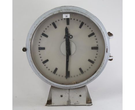 A Vintage French double-sided railway station clock, by ATO, diameter49cm, height 60cm 