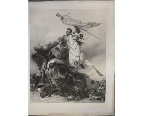 Henry Thomas Ryall after Richard Ansdell. Fight for the Standard, engraving, published Dixon &amp; Ross 1861, unframed. 93 x 