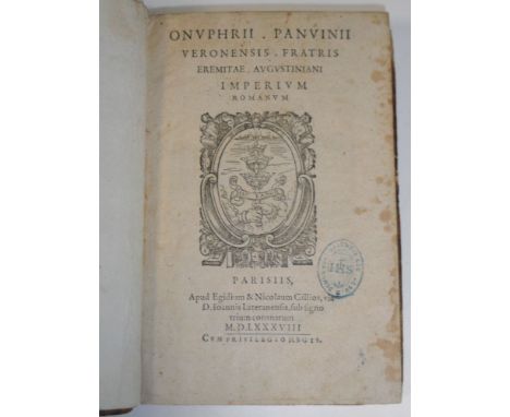 PANVINIUS (Onuphrius), Veronensis fratris eremitae augustiniani. Imperium romanum, small 8vo, Paris: Egidius and Nicolaus Gil