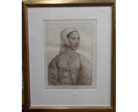 Bartolozzi after Hans Holbein. Head portraits, stipple engravings, including 'Portrait of a Woman Facing Right', published by
