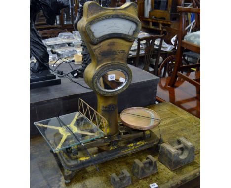 LARGE SET OF BRASS &amp; GILT FINISHED SPRING LESS AUTO SCALES BY THE AUTOMATIC SCALE COMPANY LIMITED, LONDON &amp; MANCHESTE