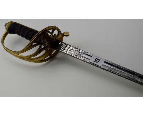 MILITARY DRESS SWORD WITH LEATHER SHEATH BY HENRY WILKINSON, PALL MALL, LONDON