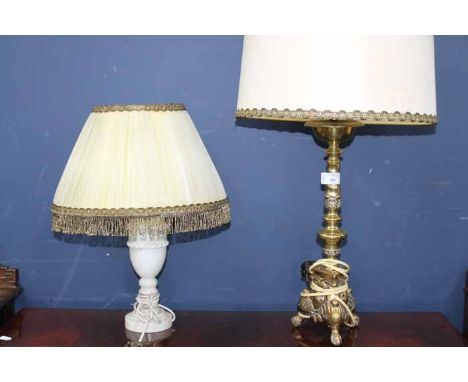 BRASS TABLE LAMP
together with a marble table lamp (2)