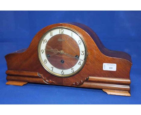 MAHOGANY MANTEL CLOCK
together with a retro mantel clock
