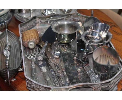 MIXED SILVER PLATED WARE
including a teapot and flatware