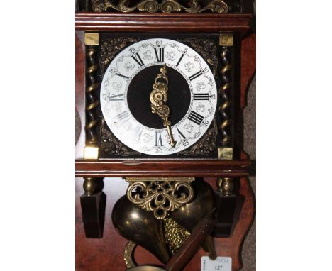 REPRODUCTION WALL CLOCK 
with brass mounts and weights 