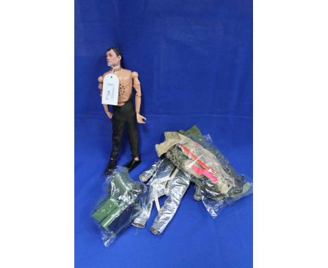 COLLECTION OF VINTAGE ACTION MAN TOY EMPHEMERA
including a action man doll in a diving wetsuit, a space-suit, a life jacket, 