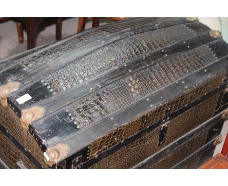 20TH CENTURY DOMED TRAVEL TRUNK
in a croc-effect covering