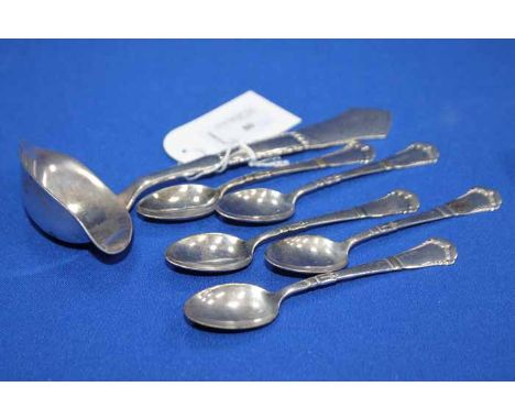 DANISH SILVER PALTED FLATWARE
maker Torben Bang, Copenhagen circa 1945-1975, soup ladle double lipped bowl and planish handle