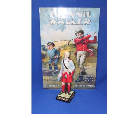FIVE WHISKY-THEMED PRINTS AND BONNIE PRINCE CHARLIE FIGURE
To include: three prints of Elgin area, one vintage advertisement 