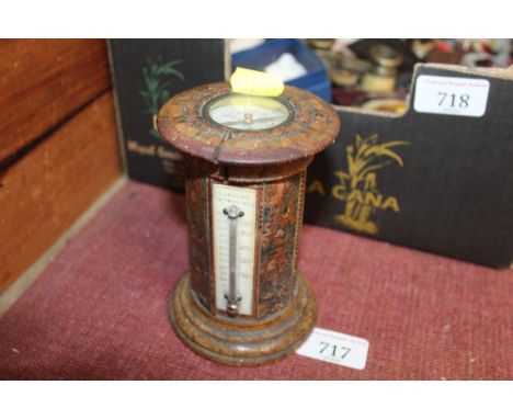 A Tunbridge Wells octagonal rosewood combination thermometer, stand and compass signed Hollamby, Tunbridge Wells AF