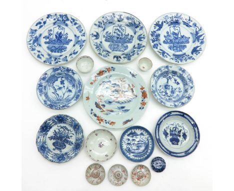 Including plates, cups and saucers, plates are 24 cm. in diameter, in diverse conditions.