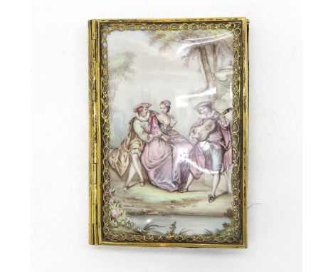 Gold plate with beautiful enamel plaques, 10 cm. long.