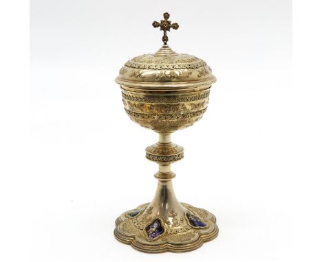 With beautiful enamel plaques, 29 cm. tall.