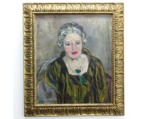 Jan Sluijters (1881 - 1957), dated 1953, depicting portrait of Greet Sluijters, 61 x 71 cm.